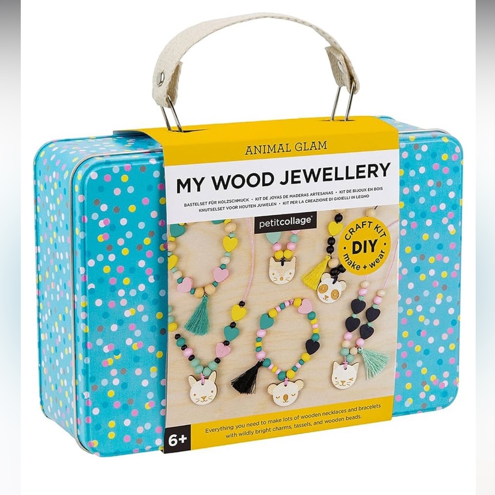 NWT Petit Collage Animal Glam Wood Jewelry Set